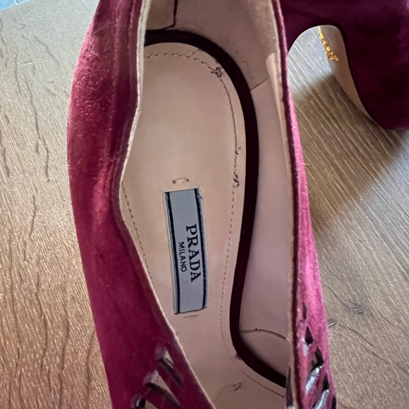 Prada Burgundy Suede Heels - Picture 4 of 7